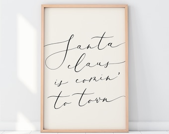 Weihnachtsmann ist comin' to town Print, Weihnachtslieder Druck, Weihnachtsdeckel, Weihnachtsposter, Weihnachtsposter, Weihnachtsposter