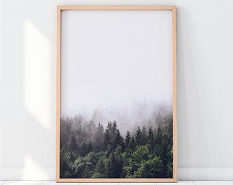 Forest wall art, Printable wall Art, Nature Art, Foggy Forest Print, Printable Nature, Photography Forest, Modern wall art