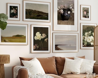 Vintage Landscape Painting Printable Wall Art Set of 10 Flower Prints Vintage Gallery Wall Art Bundle Moody Wall Art Aesthetic Decor B01