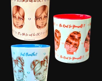 Mixarray Printed ‘Cute Fun Faces' Self Care Mug
