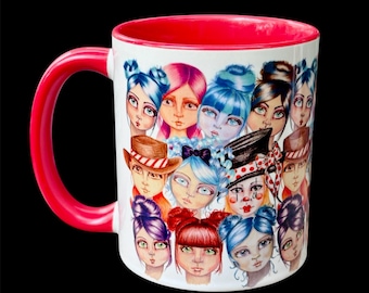 Mixarray Printed ‘Cute Fun Faces' Crowd Mug