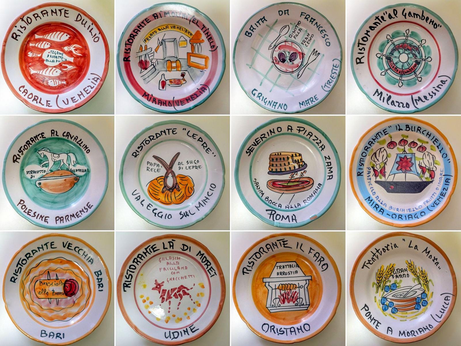 Vintage Buon Ricordo Italian Restaurant Dishes Set of 12 - Buon