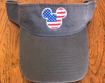 American Flag Mouse head Visor or Hat, Patriotic Mickey head hat, disney Ears