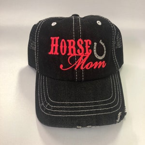 Horse Mom Adams Trucker Snapback hat, distressed horse lover hat