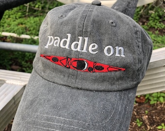 Kayak hat, Paddle On hat, Adventure awaits, kayaker Gift, Adjustable Dad hat, Cotton ballcap