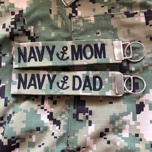 Military Name Tape keychain, Navy Pride, Navy Mom key fob, Love my Sailor, NWU Name Strip, Navy Wife, Navy Daughter