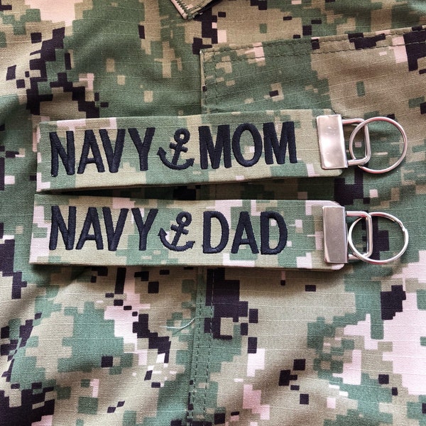 Military Name Tape keychain, Navy Pride, Navy Mom key fob, Love my Sailor, NWU Name Strip, Navy Wife, Navy Daughter