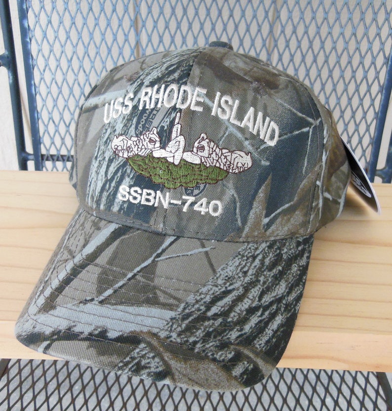 Camouflage Hat, Camo Ball Cap, Submarine, Dolphins, Naval Command Hat, RealTree Hardwoods, Adjustable Back image 2