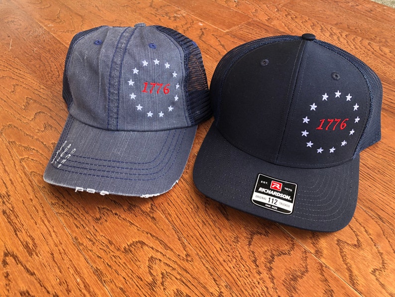 1776 Patriotic hat, American Revolution 13 Colonies Flag, 112 Richardson Snapback hat, His & Hers hat image 2