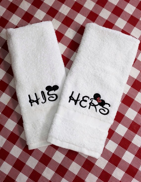 His and Hers Disney Hand Towels, Mickey Ears, Disney Wedding, Bridal Shower  Gift, Engagement, Disney Vacation, Disney Cruise