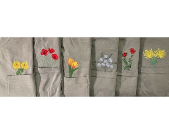Embroidered flower pocket t-shirt, Peekaboo floral tee, SHORT Sleeve Comfort Colors, Unisex Embroidered Pocket T-Shirt