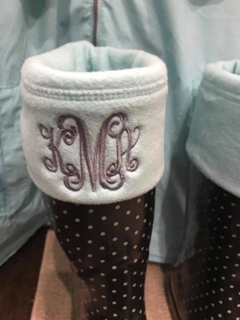 Monogram Boot Socks, Monogrammed Socks, New Englander, Fleece Socks, Rain boot socks, Christmas Gift, Wellington Socks image 2