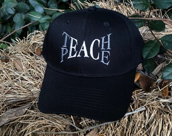 Teach hat, World Peace, Don't Hate, All Lives Matter, Coexist, Peace on Earth, Embroidered Ballcap, Adjustable Baseball Hat,
