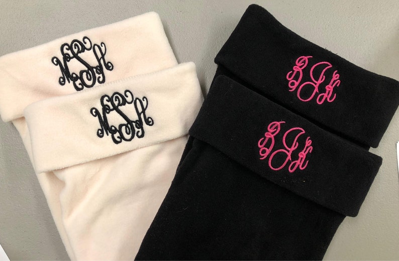 Monogram Boot Socks, Monogrammed Socks, New Englander, Fleece Socks, Rain boot socks, Christmas Gift, Wellington Socks image 1