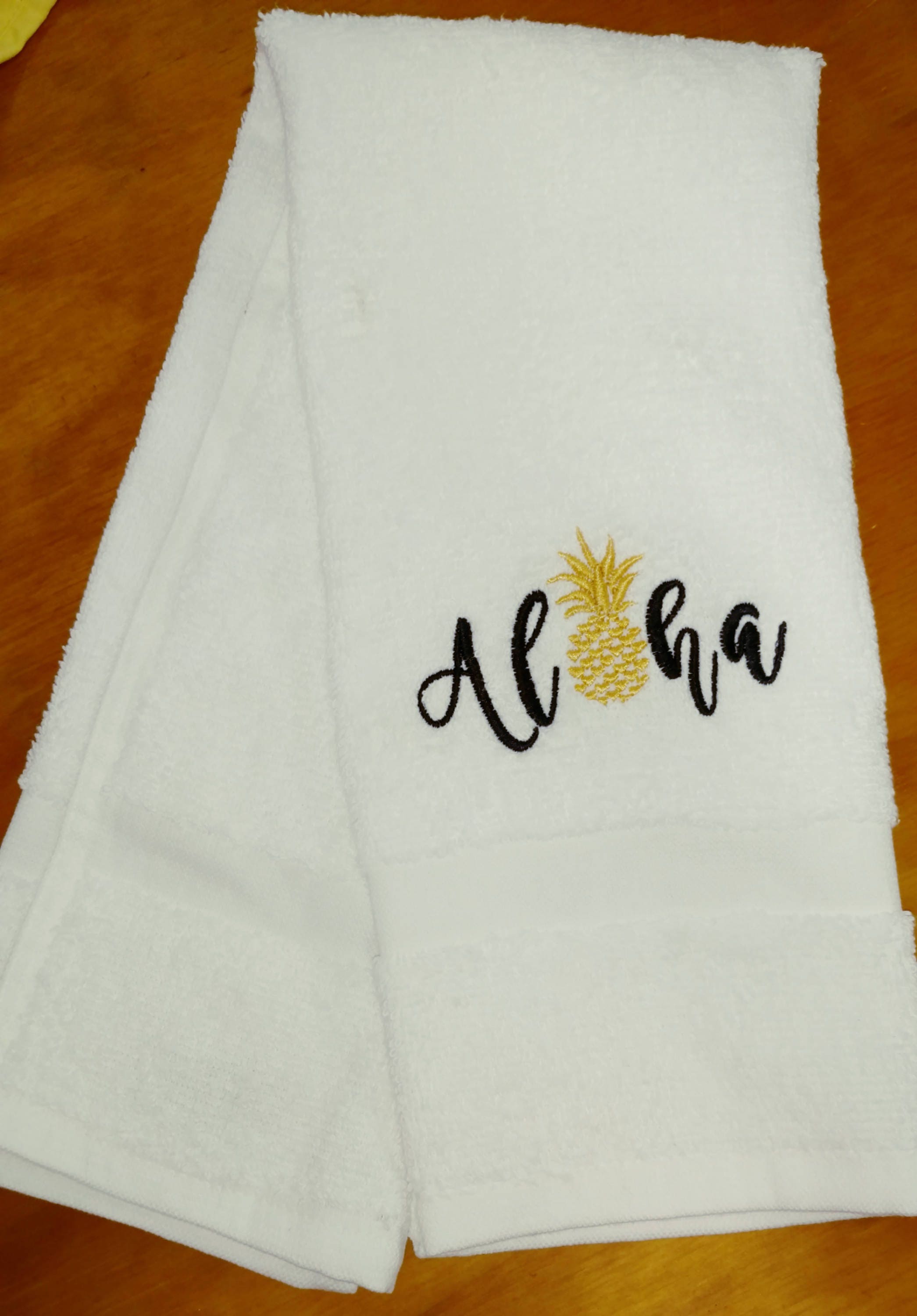 Tropical Hand Towel Embroidered Pineapple Aloha Hawaiian Etsy