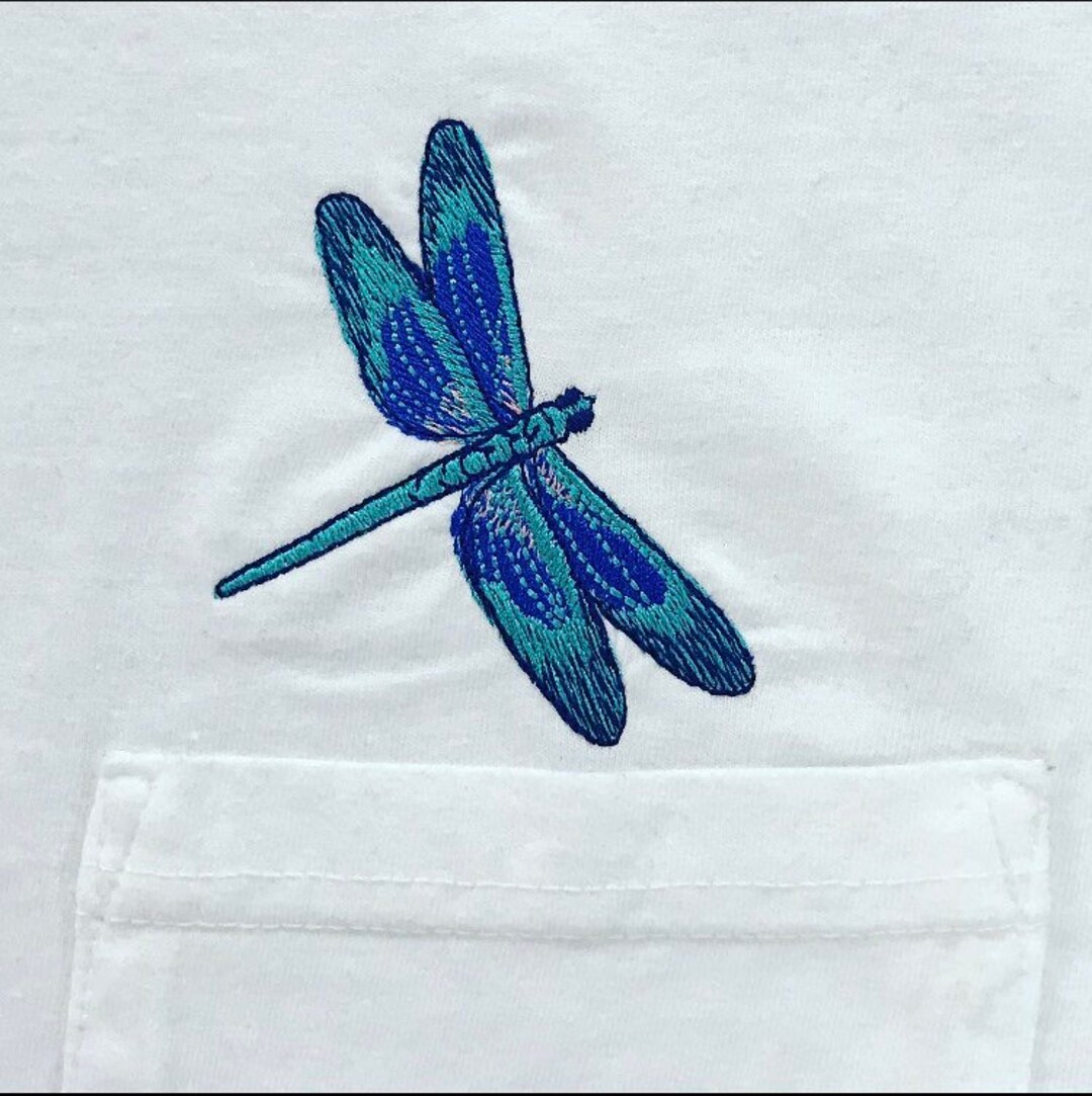 Drangonfly Embroidered Pocket T-shirt, SHORT Sleeve Comfort Colors, - Etsy