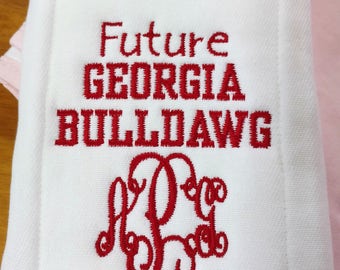 Future Georgia Bulldawg Burp cloth with Monogram, UGA Bulldogs, Spit Up Rag, College Pride, Monogrammed Baby Shower Gift