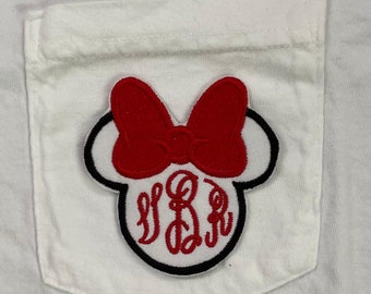Mouse Monogram pocket shirt SHORT Sleeve Comfort Colors, Embroidered UNISEX Pocket Tee Shirt, Disney Vacation