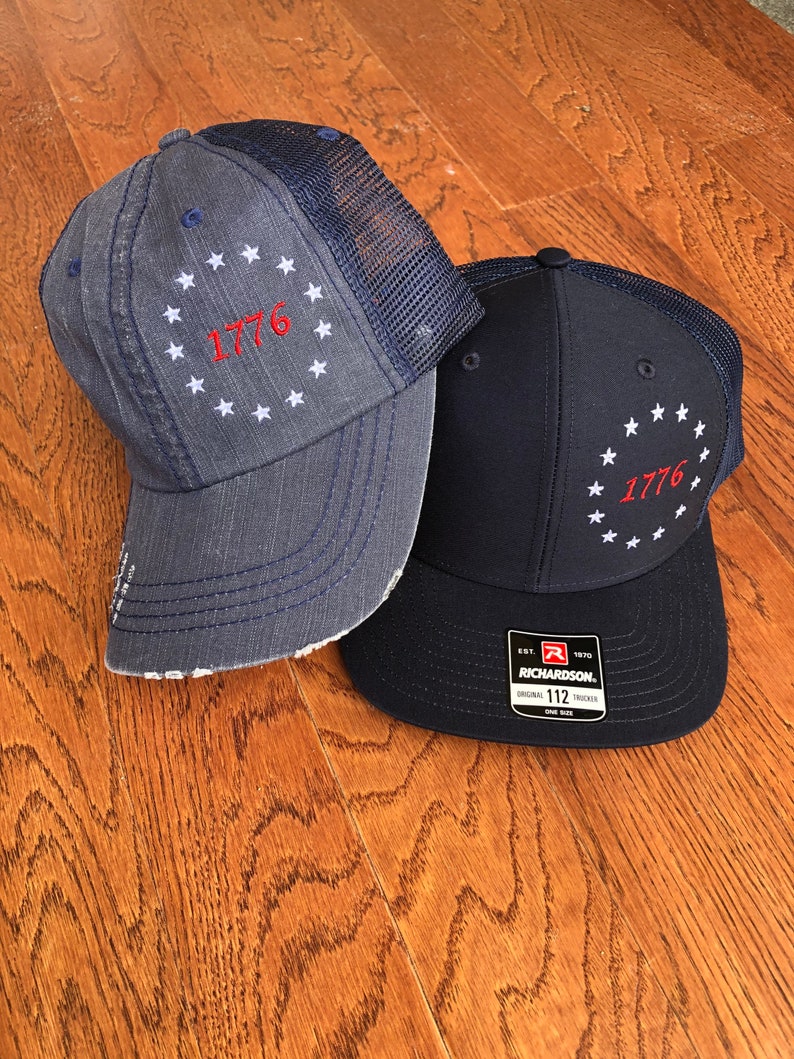 1776 Patriotic hat, American Revolution 13 Colonies Flag, 112 Richardson Snapback hat, His & Hers hat image 1