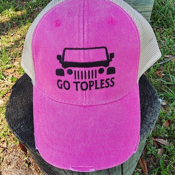 Jeep Embroidered Black Letters  Adjustable Strapback Cap Hat Pink The Off-Road Wave Snapback - Embroidered Flat Brim main image 3