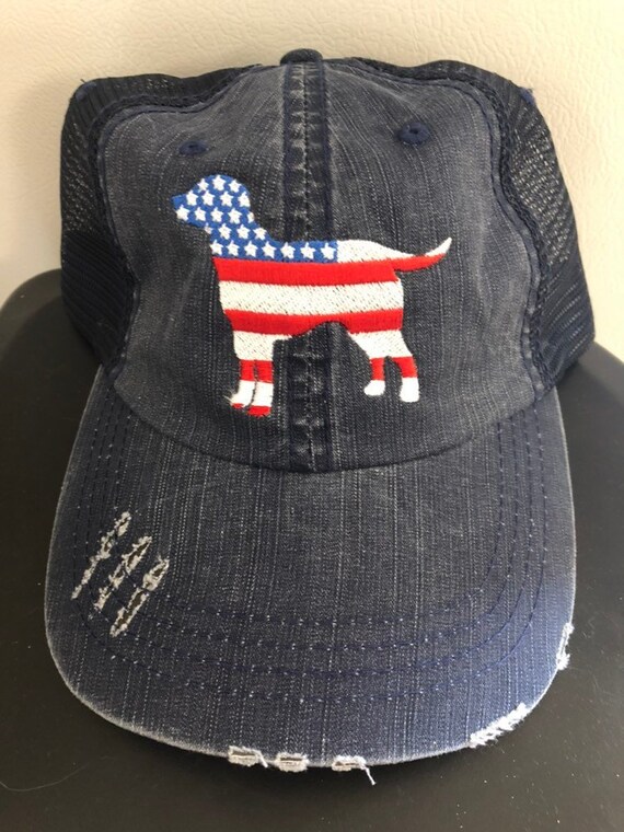 Patriotic Labrador Retriever USA Flag Baseball Hat Adjustable Jeans Cap Dad Hat