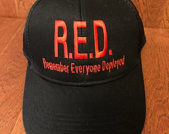 RED Friday, Remember Everyone Deployed, Support the Troops, Till they all come home, Military Appreciation, Hero, Veteran hat, Trucker