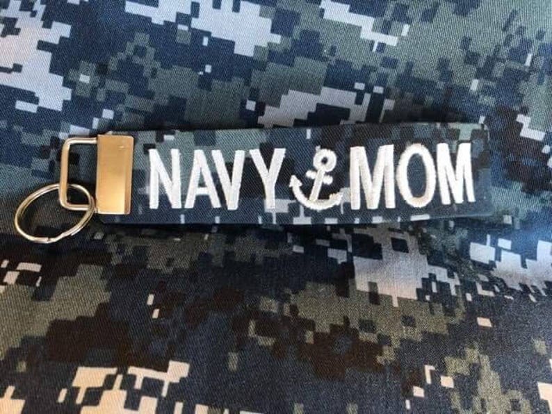 Military Name Tape keychain, Navy Pride, Navy Mom key fob, Love my Sailor, NWU Name Strip, Navy Wife, Navy Daughter