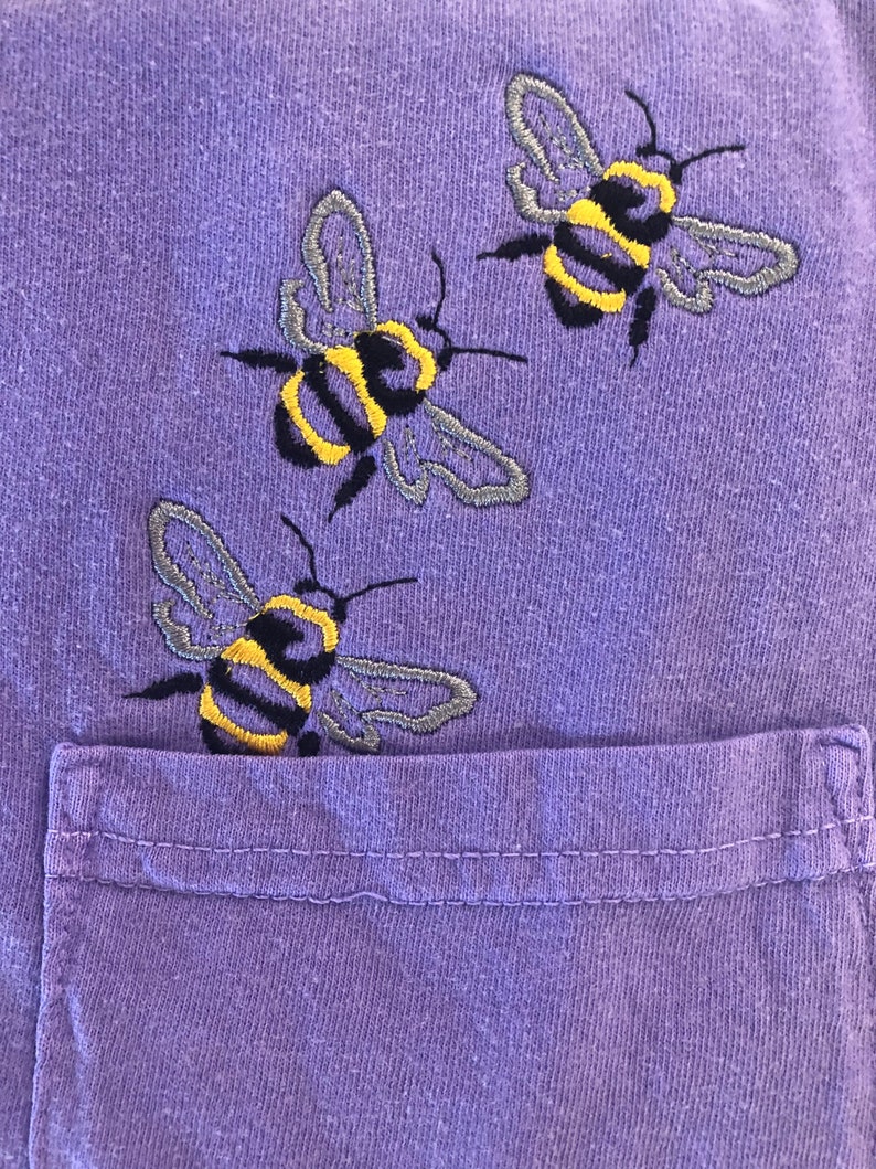 Bumble Bee Embroidered Pocket T-shirt SHORT Sleeve Comfort - Etsy