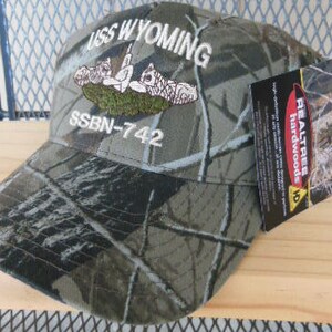 Camouflage Hat, Camo Ball Cap, Submarine, Dolphins, Naval Command Hat, RealTree Hardwoods, Adjustable Back image 3