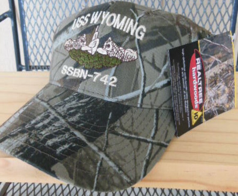 Camouflage Hat, Camo Ball Cap, Submarine, Dolphins, Naval Command Hat, RealTree Hardwoods, Adjustable Back image 3