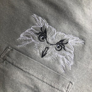 Owl Shirt, Embroidered Owl Shirt, embroider pocket tee, Comfort Colors T-Shirt,