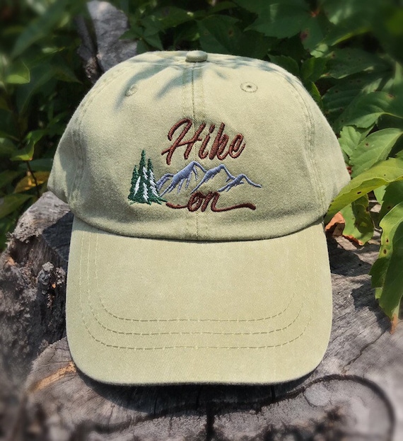 Hike on hat, Explore hat, Wanderlust hat, The Mountains are calling, Adventure awaits, Hiker Gift, Adjustable Dad hat, Cotton ballcap