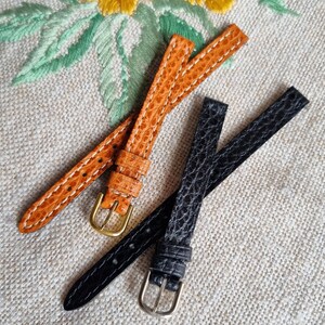 Bracelet montre cuir femmes double tour Orange, pompes rapides