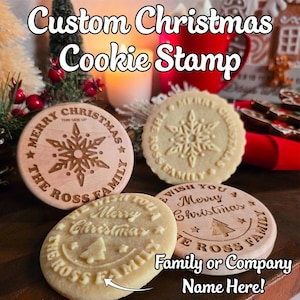 Custom Christmas Cookie Stamp, Personalized Family Name Stamp + Cookie Cutter Set