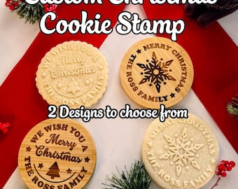 Custom Christmas Cookie Stamp, Personalized Family Name Stamp + Cookie Cutter Set