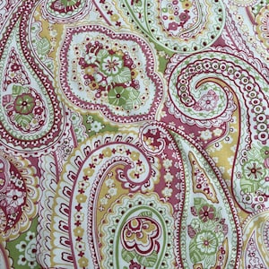 Paisley Pink Green-Paisley Floral-Paisley Fabric