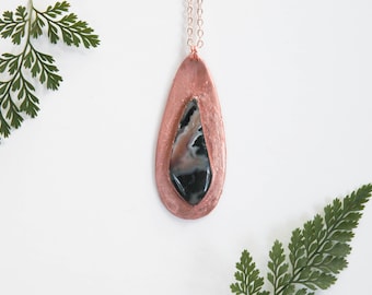 Agate Necklace / Copper Electroformed Jewelry