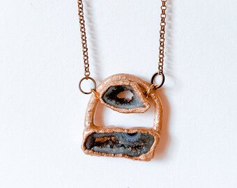 Geode Agate Necklace / Minimalist Copper Necklace / Electroformed
