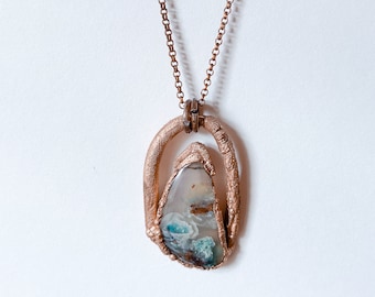 Copper Ore Necklace / Crystal Copper Necklace / Electroformed