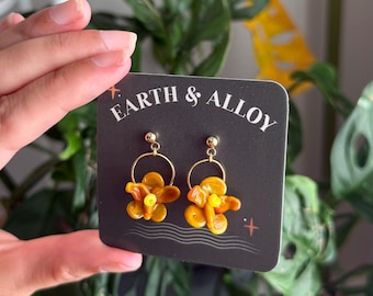 Glass Orchid Earrings / Glassblown Lampwork Earrings