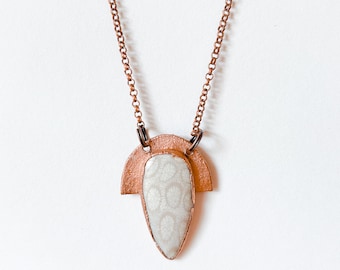Fossilized Coral Necklace / Minimalist Copper Necklace / Electroformed