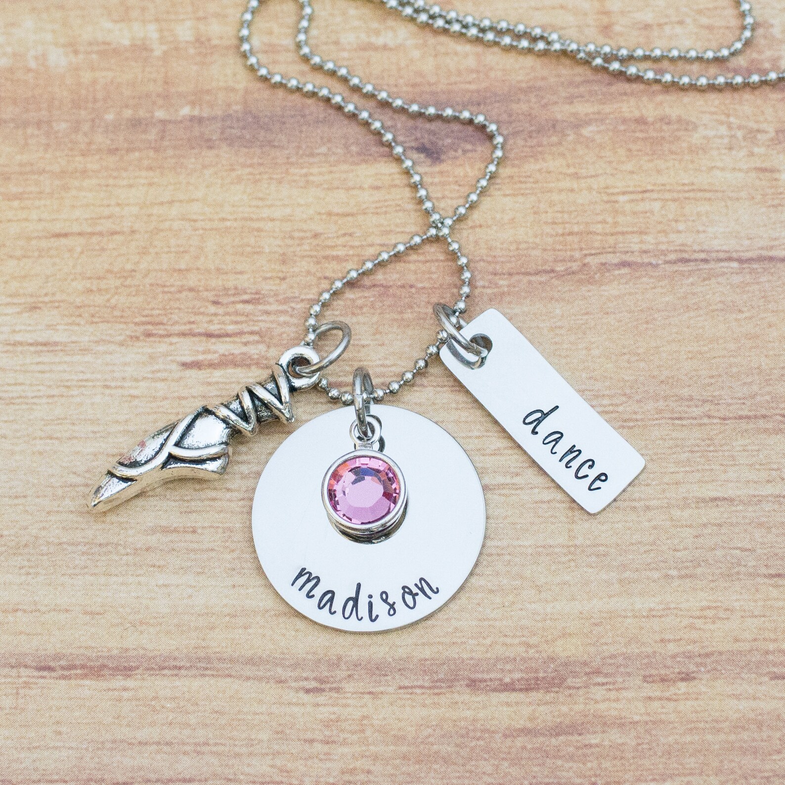 personalized ballet necklace - gift for dancer - ballet shoe necklace - dancer necklace - birthstone - ballet gift - hand stampe