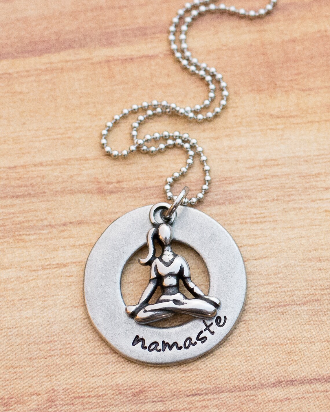 Pewter Yoga Necklace Namaste Necklace Yoga Gift Gift for Etsy Ireland