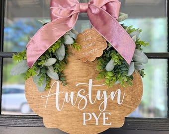 Hospital Door Hanger Nursery Sign Baby Girl Floral with Bow