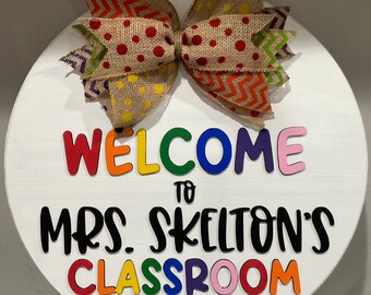 Personalized Teacher Classroom Door Hanger - 18 Inch Wood Sign