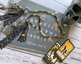 Prayer Beads for the Dead, Gothic Altar, Pagan Prayer Beads, Gothic Witch, Samhain Altar, Pagan Meditation Beads, Necromancy Ritual