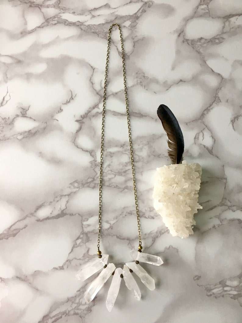 Elegant Boho Raw Quartz Point Antique Bronze Necklace Sisters Gathering No Boho Necklace Gemstone Crystal Natural Stone 2 Necklace