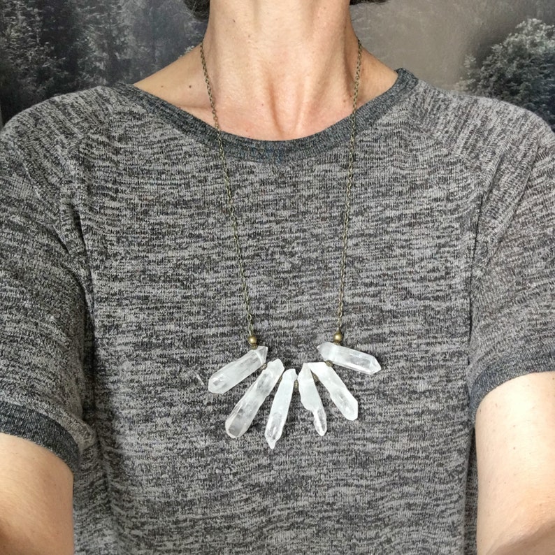 Elegant Boho Raw Quartz Point Antique Bronze Necklace Sisters Gathering No Boho Necklace Gemstone Crystal Natural Stone 2 Necklace