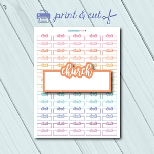 Church Printable Planner Stickers - Trackers - Word Outline Fillable Stickers - Erin Condren - Happy Planner - Personal Planner