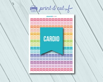 Cardio Planner Stickers - Side Flags - Printable Stickers - Flag Header - Erin Condren Life Planner - Happy Planner - Personal Planner